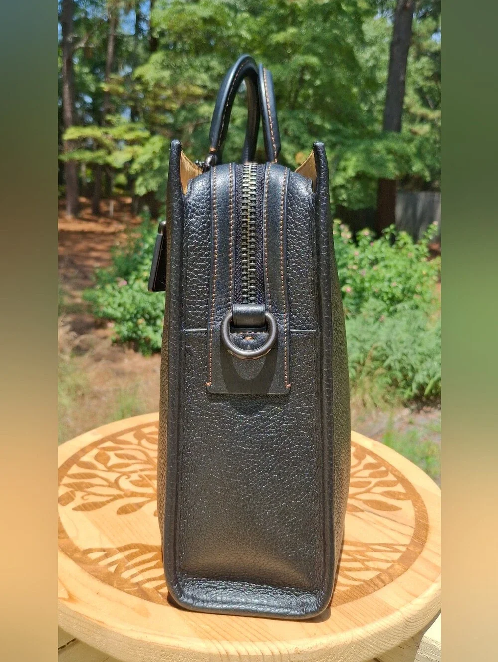 Coach Rogue Briefcase Laptop In Black Regenerative Pebbled Leather #CD789
